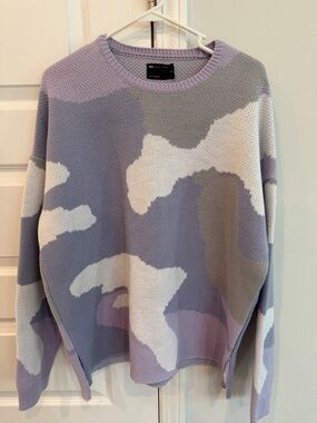 ASOS Pastel Lavender & Cream Abstract Knit Sweater Size XL